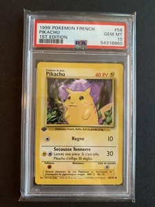 Pokémon Pikachu 1st Edition French Base 58/102 PSA 10 (54318860) - Picture 1 of 2