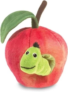 Folkmanis Worm in Apple Finger Puppet, Red, Green, 8" - Picture 1 of 3