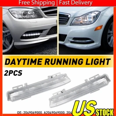 LED 日间行车雾灯适用于梅赛德斯 2007 - 2014 W204 C250 C300 C350 E63AMG — 第 1/4 张图片