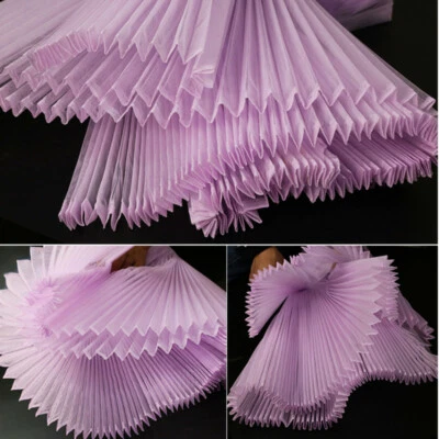 1M Pleated Hard Mesh Fabric Gauze Cloth DIY Material for Petticoat Skirt Dress - Image 1 of 4