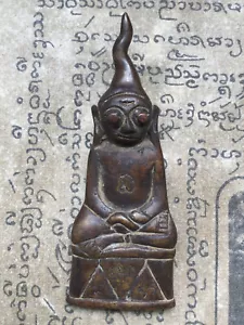 Rare! Phra Chai Ngan Khmer Ngan Bucha Top Good Luck in Love Thai Buddhist Amulet - Picture 1 of 6