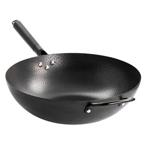 Gibson Home Hammered 13" Heavy Gauge Carbon Steel Wok in Black - Picture 1 of 1