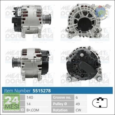 Alternatore Meat per AUDI TT A3 SEAT LEON SKODA OCTAVIA VW PASSAT (3G5 CB5) (3G - Immagine 1 di 3