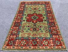 Authentic Hand Knotted Afghan Kazak Wool Area Rug 3.11 x 2.7 Ft (2118 HM)