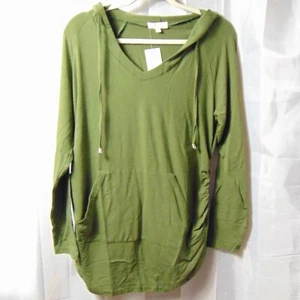 Bhome Women's Olive Green Long Sleeve Maternity Hoodie Sweatshirt Size Large NWT - Picture 1 of 10