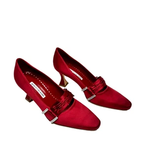 Manolo Blahnik 37.5/US 7.5 Fetis 70 Crystal Embellished Satin Pump NIB $1,200 - Picture 1 of 16