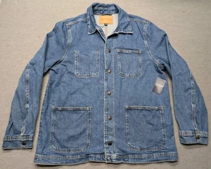 NWT Lucky Brand Denim Chore Jacket Men's Size Large Snap Blue Jean - Picture 1 of 14