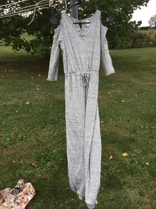 Justice Girls Cold Open Shoulder Keyhole Back gray Jumpsuit Size 10 NWOT - Picture 1 of 9