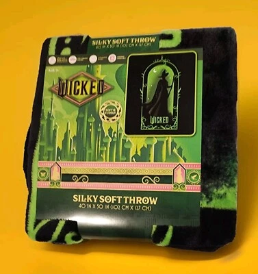 Wicked Elphaba Throw Blanket 40" x 50" Silhouette Frame Silky SUPER SOFT Plush - Image 1 of 2