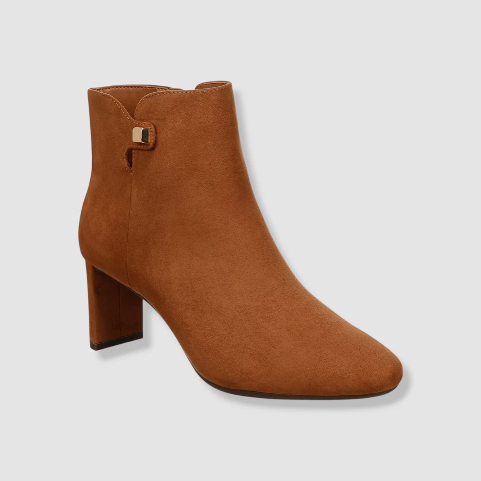 Alfani Womens Brown Hardware Accent Padded Paam Almond Toe Boots (Size 5.5)