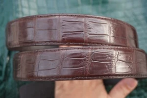 Brown Real Belly Alligator Crocodile Belt Skin Leather Men's W 1.3 inch #G22 - Picture 1 of 7