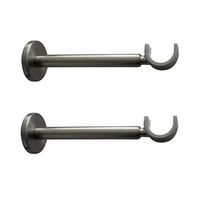 2 x Extendable CURTAIN POLE BRACKETS WALL BRUSHED NICKEL METAL LENGTH 16 - 26cm - Picture 1 of 12