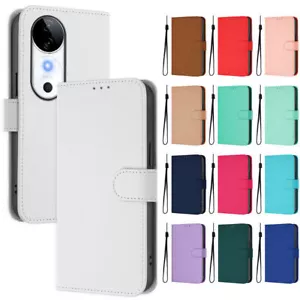 PU Leather Candy Color Card Wallet Phone Case For Vivo S17 Y17S Y19 V29E Y200 - Picture 1 of 30