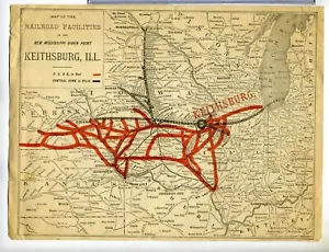 RAILROAD – LETTERHEAD - LAND AGENT – KEITHSBURG ILL. – FULL PAGE RR MAP ON BACK - Picture 1 of 2