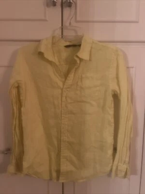 Camisa de Vestir Janie and Jack Niño Amarillo Lino Abotonada Talla 14 XXL Foto 1 de 4