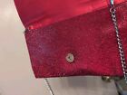 Nina Red Crystal Studded Clutch Removable Chain Shoulder Bag