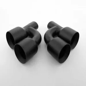 Par de puntas de escape negras offset de 2,25"" de entrada escalonada dobles de 4"" de acero inoxidable - Imagen 1 de 7