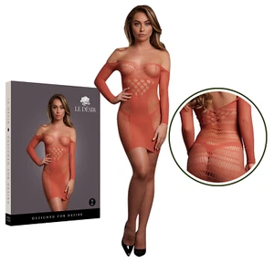 One Size Long Sleeved Net Mini Dress Women Lace Sexy-Lingerie Babydoll Bodysuit - Picture 1 of 8