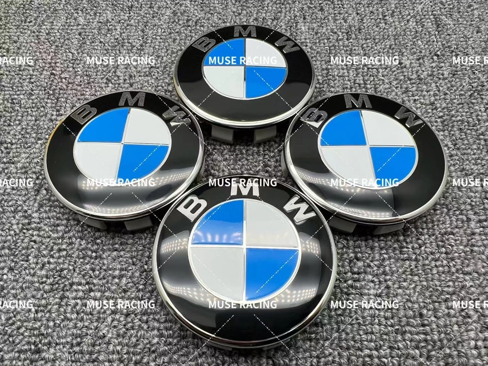 BMW Original Style Black White Blue Alloy 56mm 68mm Wheel Center Cap Hub Caps - Image 1 of 2