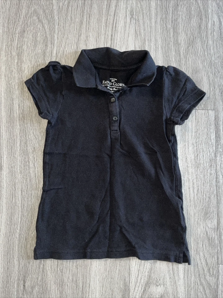 Faded Glory Girl’s Collared Shirt - Black With 1/4 Button Front - Size S - EUC - Image 1 of 1