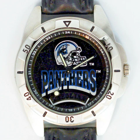 Carolina Panthers, NFL Fossil, New Unworn, Man's Vintage 1995 Leather Watch! $79 Cover