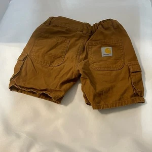 Carhartt kids Boys Size 6 Canvas Cargo Work Shorts Brown Adjustable sides - Picture 1 of 11