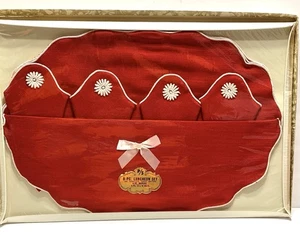 Vintage 8 Stück Rot Dekoratives Mittagessen Set 12" x 18" Tischset und Servietten - Bild 1 von 10