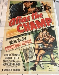 "Póster original de una hoja de Alias The Champ 37x41"" HERMOSO GEORGE 1949 lucha libre" - Imagen 1 de 11