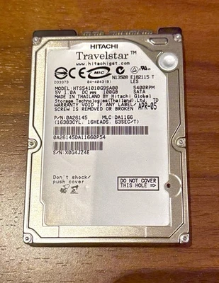Hitachi 100GB internal laptop HDD 2.5" Sata HTS541010G9SA00 5400RPM Works - Image 1 of 4