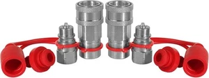 1/4" AG ISO 5675 Hydraulische Schnellkupplung Pioneer Style Kupplungen & Rot, Silber - Bild 1 von 8