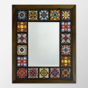 Colour Pop Mosaic Mirror Handmade Ceramic Wood Frame Wall Art Decor Gift - Picture 1 of 8