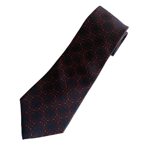 Christian Dior Silk Tie Navy & Red Geometric Italian Fabric Made in USA - Picture 1 of 4