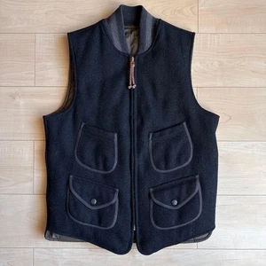 Double RL Stillman Reversible Wool Down Vest Charcoal S Adirondack Lodge Series - Picture 1 of 12