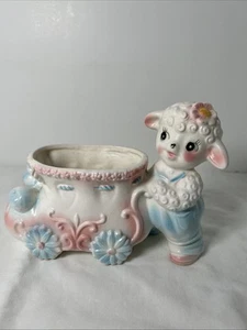 Vintage Napco Kinderzimmer Baby Lamm Übertopf Keramik kitschig Japan Napco C-8030 sehr guter Zustand - Bild 1 von 11