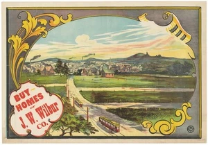 aprox. Cartel inmobiliario 1900 publicidad urbanismos en zonas rurales de Nueva Inglaterra. - Imagen 1 de 1