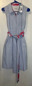 Vineyard Vines Dress Kentucky Derby 145th Seersucker Stripe Sleeveless Size 10 - Picture 1 of 8