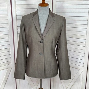 Ann Taylor Blazer Damen Größe 6 Taupe Braun Wollmischung Jacke Einreiher - Bild 1 von 12