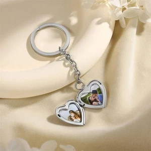 2Pcs DIY Heart Album Keychain Charms Stainless Steel Keychain Bag Decor - Picture 1 of 15