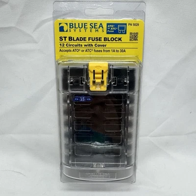 Blue Sea Systems 5029 ST Blade Fuse Blocks - 12 Circuits With Cover Brand New - Image 1 of 2