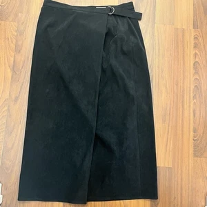Talbots Size 18 Long Maxi Wrap Skirt Black Velvet Velour Classic Elegant Holiday - Picture 1 of 10