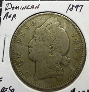 1897-A República Dominicana Plata Un Peso - Filadelfia Acuñado - KM16 - Imagen 1 de 2