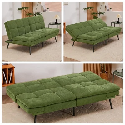 Modern 3 Seater Sofabed Recliner Fabric Sofa Bed 3 IN 1 Sleeper Couch Settee Bed - Image 1 of 4