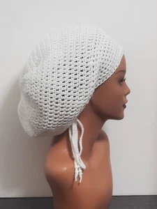 Hecho a mano ajustable ganchillo Tam sombrero rasta con cordón reggae gorro holgado - Imagen 1 de 9