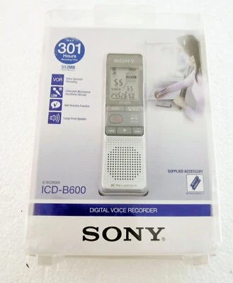SONY ICDB600 (512 MB, 301.5 Hours) Handheld Digital Voice Recorder - Image 1 of 4