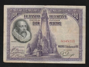 España, 100 Pesetas, 1928, P-76, Billete, Cervantes - Imagen 1 de 2