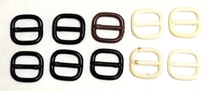 VINTAGE ~ Mixed Lot Black/Brown/White Square Plastic Strap Keepers ~ Lot/10 - Image 1 of 4