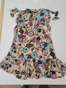 Ladies Sheer Tunic Top Next Size 14 Nude Floral Pattern Tie Neck 1164 - Picture 1 of 14