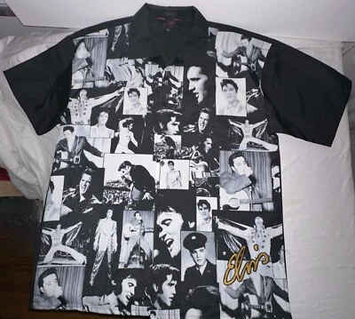 Elvis Presley 拼贴印花刺绣衬衫男式 XXL 码趣味 — 第 1/4 张图片