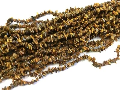 Tigerauge Edelstein Splitter Nuggets ~ 4-8mm 1 Strang Chips Perlen zum auffädeln - Bild 1 von 2