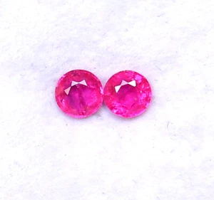 Natural Ruby Round Cut 4.25 mm Pair 0.74 CTS Mozambique Loose Gemstones - Picture 1 of 8
